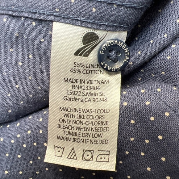 Fundamental Coast Linen Blend Short Sleeve Shirt Micro Dot NWOT - Picture 5 of 5